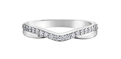 10K White  Gold 0.10cttw Diamond Ring / Band, size 6.5