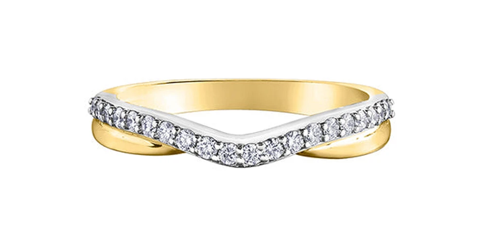 14K White & Yellow Gold 0.25cttw Diamond Ring / Band, size 6.5