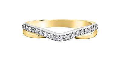 14K White & Yellow Gold 0.25cttw Diamond Ring / Band, size 6.5