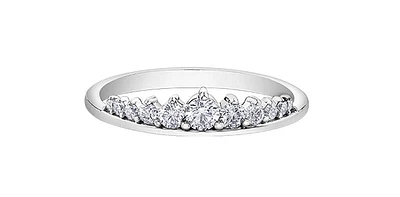 10K White Gold 0.33cttw Diamond Tiara Ring, Size 6.5