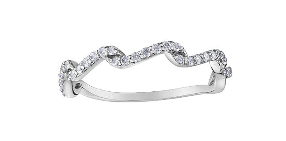 10K White Gold 0.22cttw Diamond Ring / Band, size 6.5