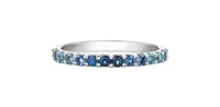 10K White Gold Genuine 2mm White Zircon, Aquamarine, Blue Zircon, Blue Topaz, Tanzanite, Ceylon Sapphire and Sapphire Gemstone Ring, size 6.5