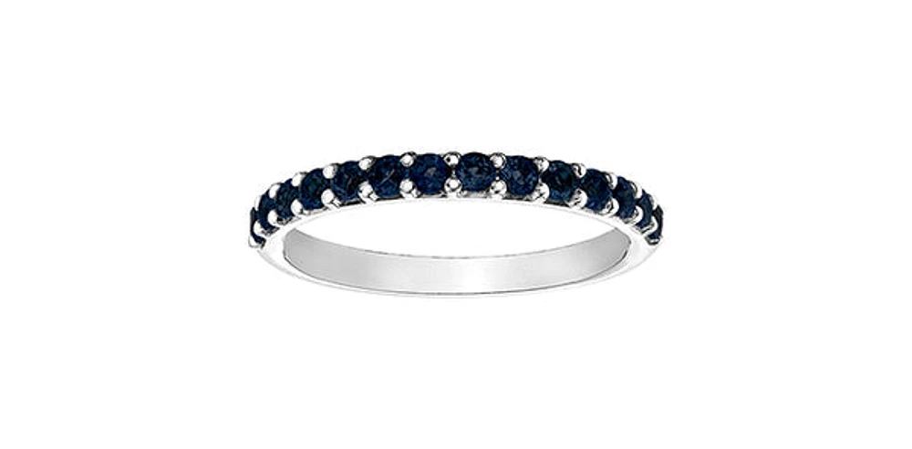 10K White Gold Created Sapphire Ring, size 6.5