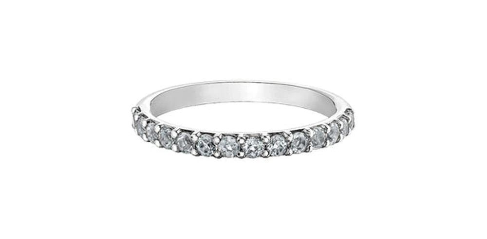 10K White Gold 0.56cttw Genuine White Topaz Ring, size 6.5