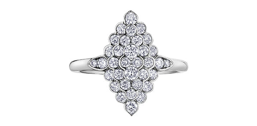 10K White Gold 1.00cttw Diamond Ring, size 6.5