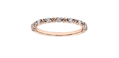 10K Rose Gold 0.18cttw Diamond Ring, size 6.5