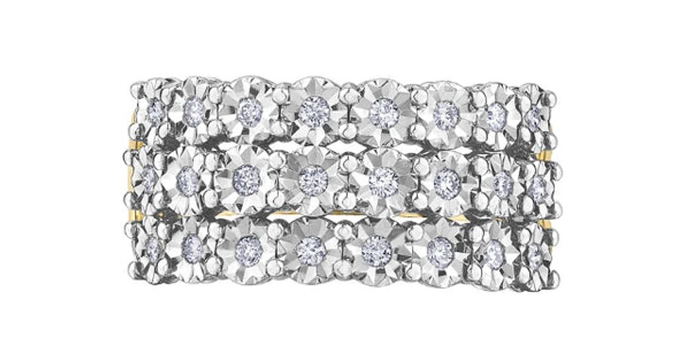 10K 2 Tone Gold 0.25cttw Diamond Ilusion Set Ring - / 4.5