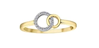 10K White & Yellow Gold 0.04cttw Diamond Double Circle/Eternity/Infinity Ring, size 6.5
