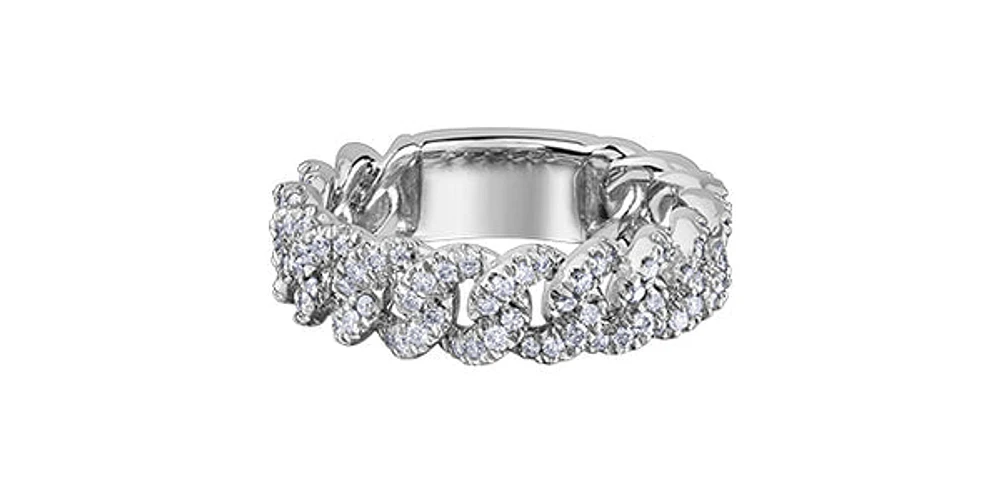 10K White Gold 0.50cttw Diamond Miami Cuban Link Ring / Band, size 6.5