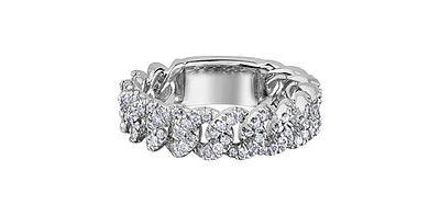 10K White Gold 0.50cttw Diamond Miami Cuban Link Ring / Band, size 6.5