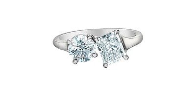 14K Gold 2.00cttw Lab Grown Radiant Cut and Round Brilliant Diamond Ring