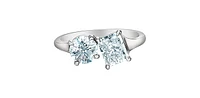 14K Gold 2.00cttw Lab Grown Radiant Cut and Round Brilliant Diamond Ring