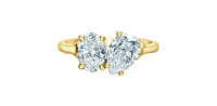 14K Gold 1.40cttw Lab Grown Oval Cut and Pear Diamond Ring