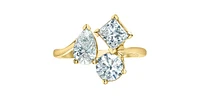 14K Gold 3.0cttw Lab Grown Pear Cut, Round Brilliant Cut and Princess Diamond Ring