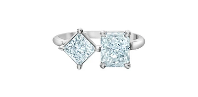 14K Gold 2.50cttw Lab Grown Radiant Cut and Princess Diamond Ring