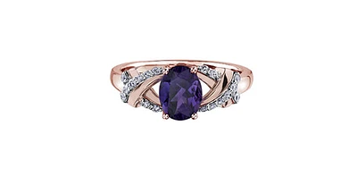 10K Rose Gold Amethyst and Diamond Ring