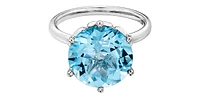 10K White Gold Blue Topaz Ring - Size 6