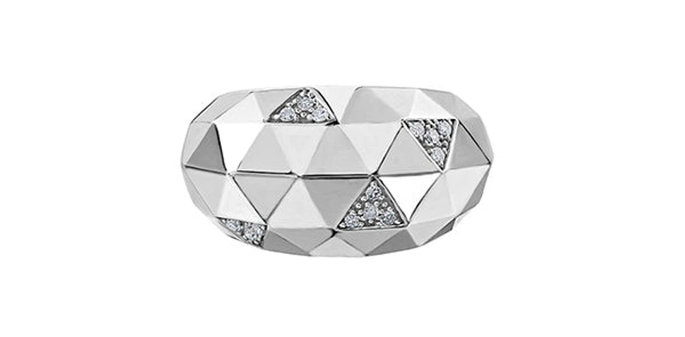 Sterling Silver 0.12cttw Diamond Ring, Size 6.5