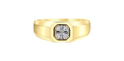 10K Yellow Gold 0.06cttw Diamond Gents Ring, size 10