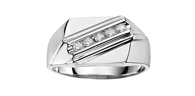 10K White Gold 0.20cttw Gents Diamond Ring, size 10
