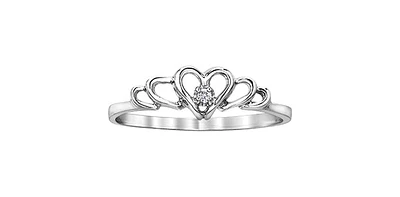 10K White Gold 0.01cttw Diamond Heart Ring, Size 6.5