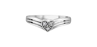 10K White Gold 0.02cttw Diamond Heart Ring, Size 6.5