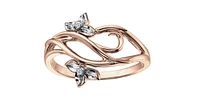 10K Rose Gold 0.02cttw Diamond Flower/Leaf Design Ring, size 6.5