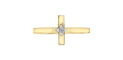 10K Yellow Gold 0.01cttw Diamond Cross Ring, size 6