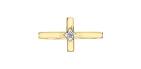 10K Yellow Gold 0.01cttw Diamond Cross Ring, size 6