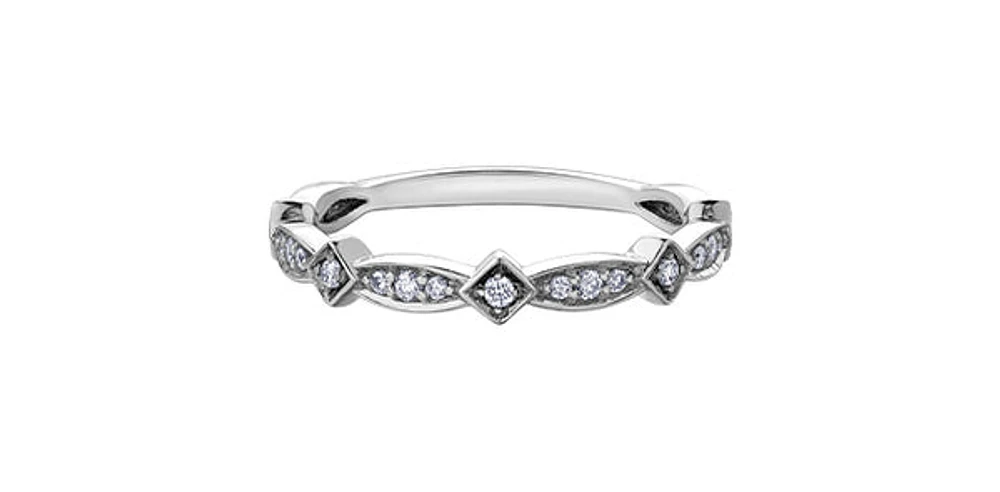 10K White Gold 0.17cttw Diamond Ring, size 6.5