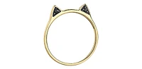 10K Yellow Gold 0.06cttw Treated Black Diamond "Cat" Ring, size 6.5