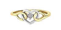 10K Yellow & White Gold Diamond 0.01cttw Heart Ring, Size 6.5