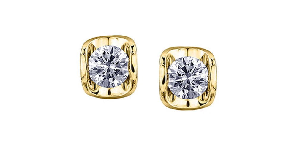 10K Yellow Gold Diamond Earrings 0.15cttw