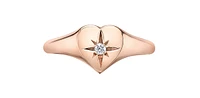 10K Rose Gold 0.03cttw Canadian Diamond Heart Ring, Size 6.5