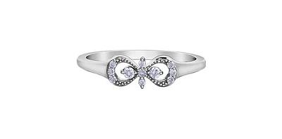 10K White Gold 0.10cttw Diamond Infinity / Cross Ring, size 6