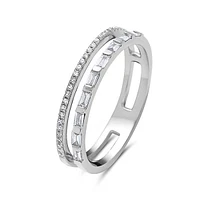 14K White Gold 0.28cttw Baguette Cut & Round Brilliant Cut Diamond Ring, size 6.5