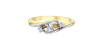 10K Yellow & White Gold 0.11cttw Diamond Engagement Ring, Size 6.5