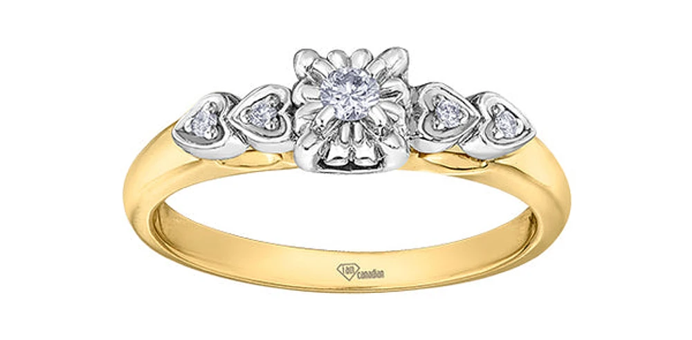 10K Yellow Gold 0.10cttw Round Brilliant Cut Canadian Diamond Engagement Ring (Band sold separately)