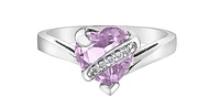 10K White Gold Pink Amethyst and Diamond Ring, size 6