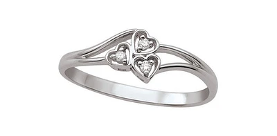 10K White Gold 0.03cttw Round Cut Diamond Ring, size 6.5