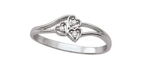 10K White Gold 0.03cttw Round Cut Diamond Ring, size 6.5