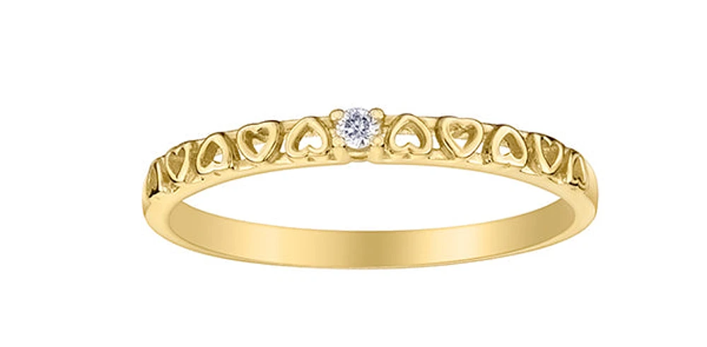 10K Yellow Gold 0.02cttw Diamond Ring, Size 6.5