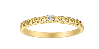 10K Yellow Gold 0.02cttw Diamond Ring, Size 6.5