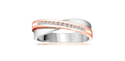 10k White & Rose Gold 0.104cttw Diamond Ring, size 6.5