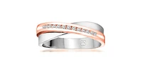 10k White & Rose Gold 0.104cttw Diamond Ring, size 6.5