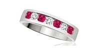 10K White Gold Ruby & Diamond Band-Size 6.5