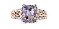 10K Rose Gold Pink Amethyst and Diamond Ring, size 6