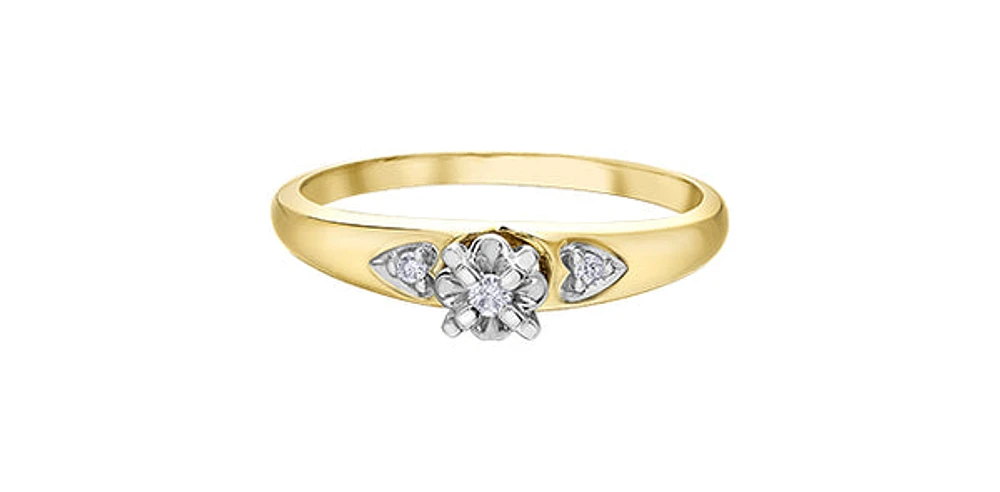 10K Yellow & White Gold 0.04cttw Diamond Engagement Ring, Size 6.5