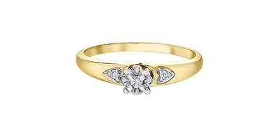 10K Yellow & White Gold 0.04cttw Diamond Engagement Ring, Size 6.5