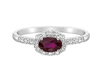 14K White Gold Genuine 0.50cttw Ruby and 0.35cttw Diamond Ring, size 7
